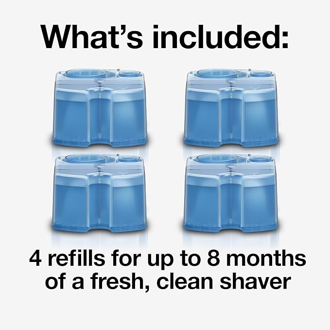 Braun Clean & Renew Refill Cartridges CCR, Replacement Shaver Cleaner Liquid Solution for Clean&Charge System, Pack of 4