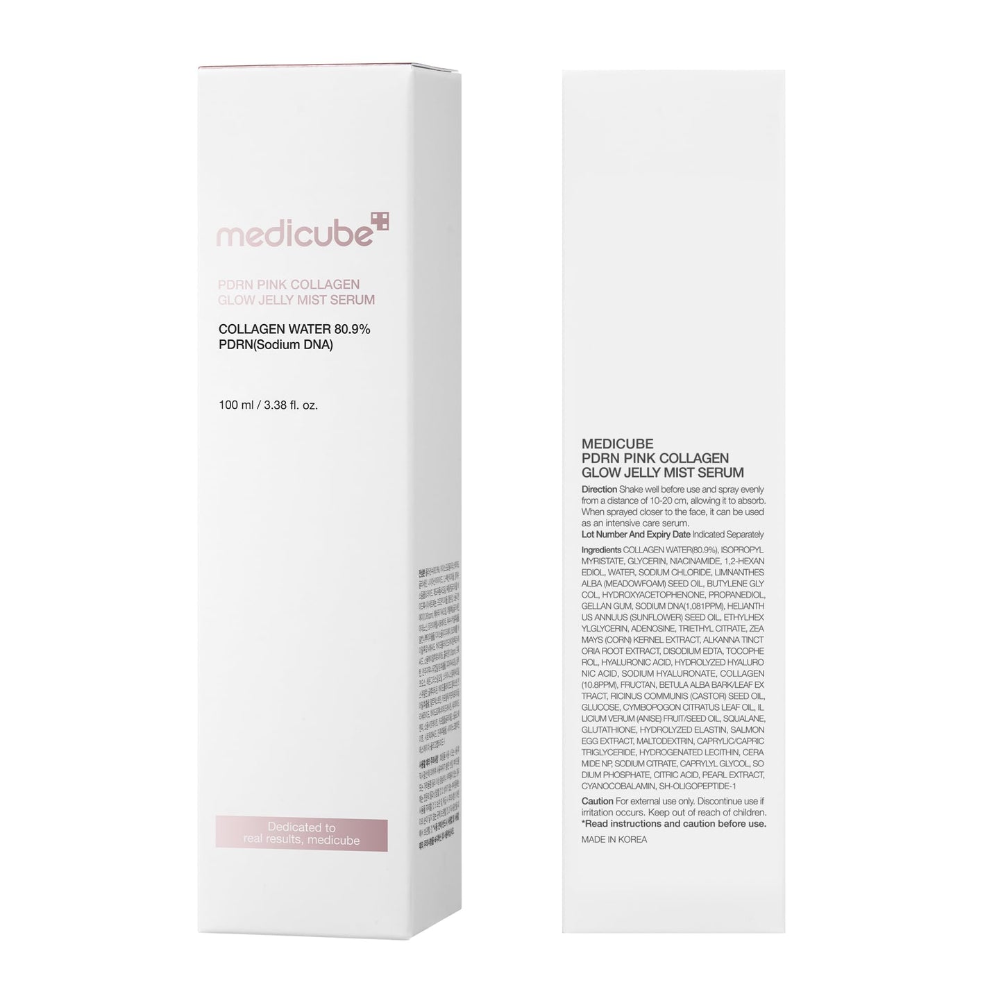medicube Jelly Mist Serum with Pink PDRN Collagen | Dual-Texture Glow Spray with Niacinamide, Glutathione, Ceramide, Hyaluronic Acid | for Hydration, Radiance, Plump-Looking Skin | 3.38 fl.oz