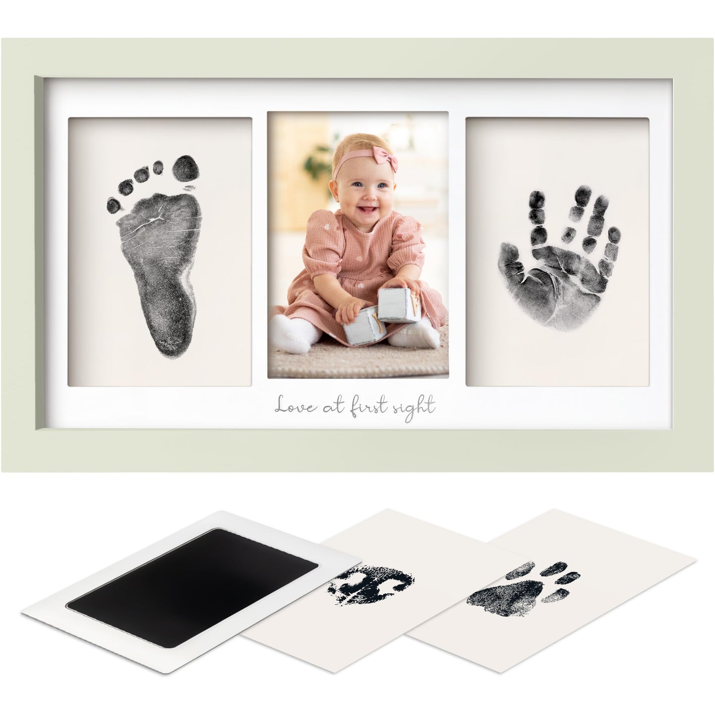KeaBabies Inkless Hand and Footprint Kit, Boy, Girl, Newborn Keepsake - No Mess Ink Pad for Baby Handprint, Clean Touch Paw Print Kit for Dog, Baby Shower Gifts for New Mom First Mother's Day (Sage)