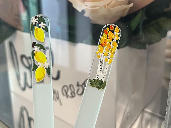 Aspen Tree Glass Nail File Ã¢ÂÂ Hand-Painted Czech Crystal Nail File, Gentle Nail Care Tool, Eco-Friendly & Durable, Unique Fall-Inspired Nail Art Gift for Women