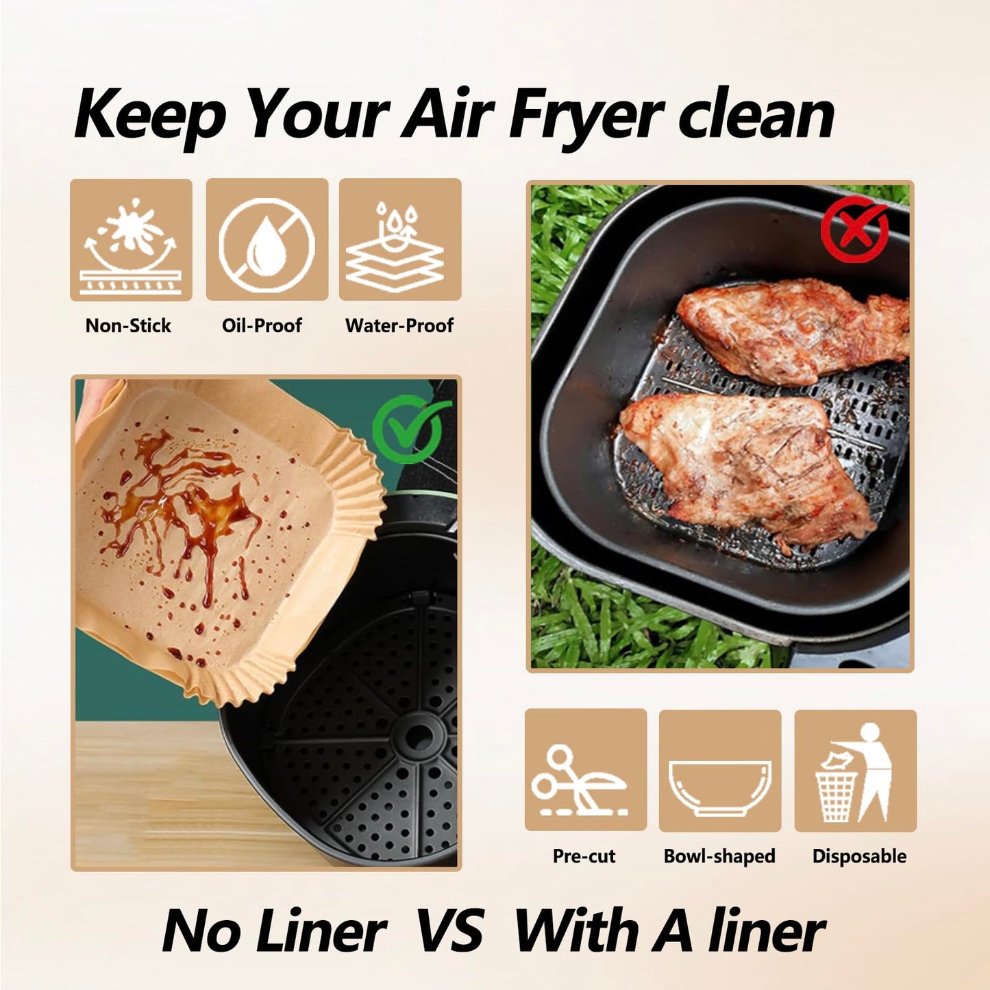 300PCS Air Fryer Liners disposable for Ninja Crispi,Air Fryer Accessories for Ninja Crispi 4-in-1 Portable Glass Cooking System,Ninja Crispi Containers