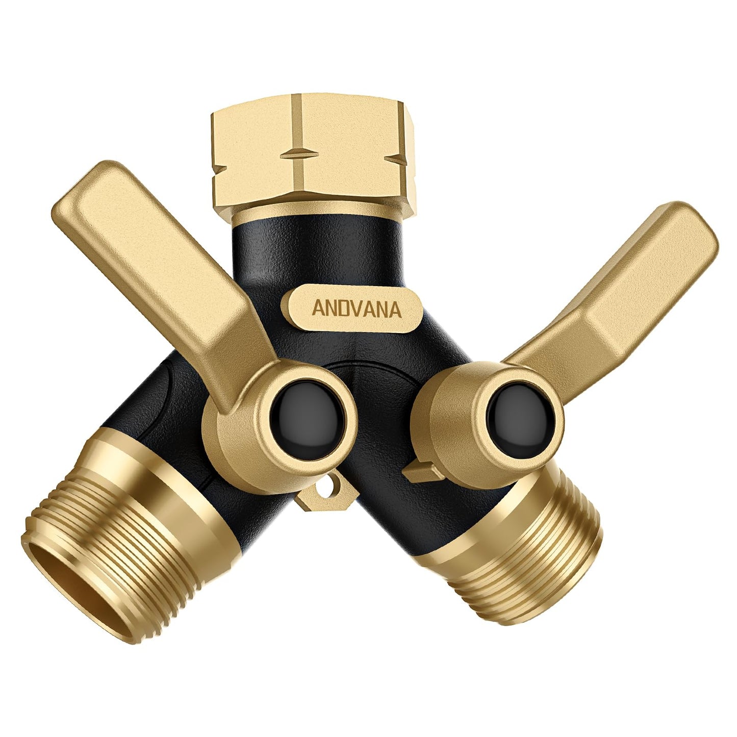 Hose Splitter 2 Way Heavy Duty, Garden Hose Splitter- Full Metal Body Y Type with Dual Shut Off Valves, 3/4" Standard Threads, Leak-Proof Dual Outlet Splitter for Sprinklers and Irrigation Systems