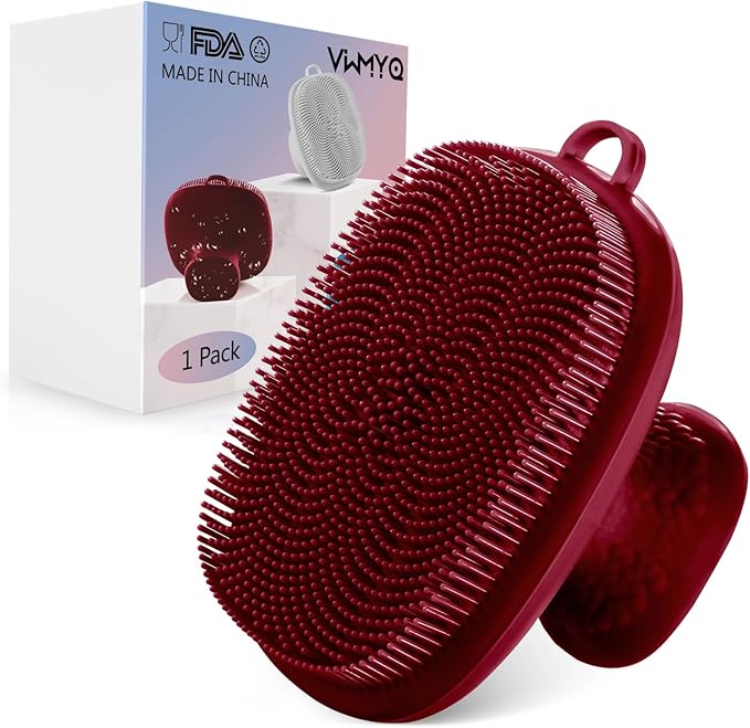 Silicone Face Scrubber for Men Facial Cleansing Brush Silicone Face Wash Brush Manual Waterproof Cleansing Skin Care Face Brushes for Cleansing and Exfoliating (red)