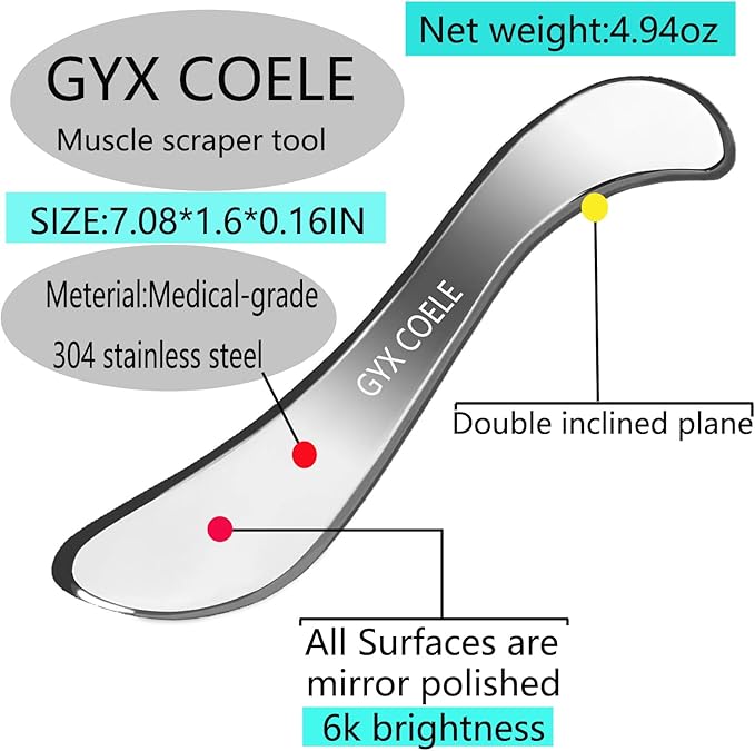 Stainless Steel Muscle Scraper Tool, Gua sha Scraping Massage Tool IASTM Tools Great Soft Tissue Mobilization Tool(S1)