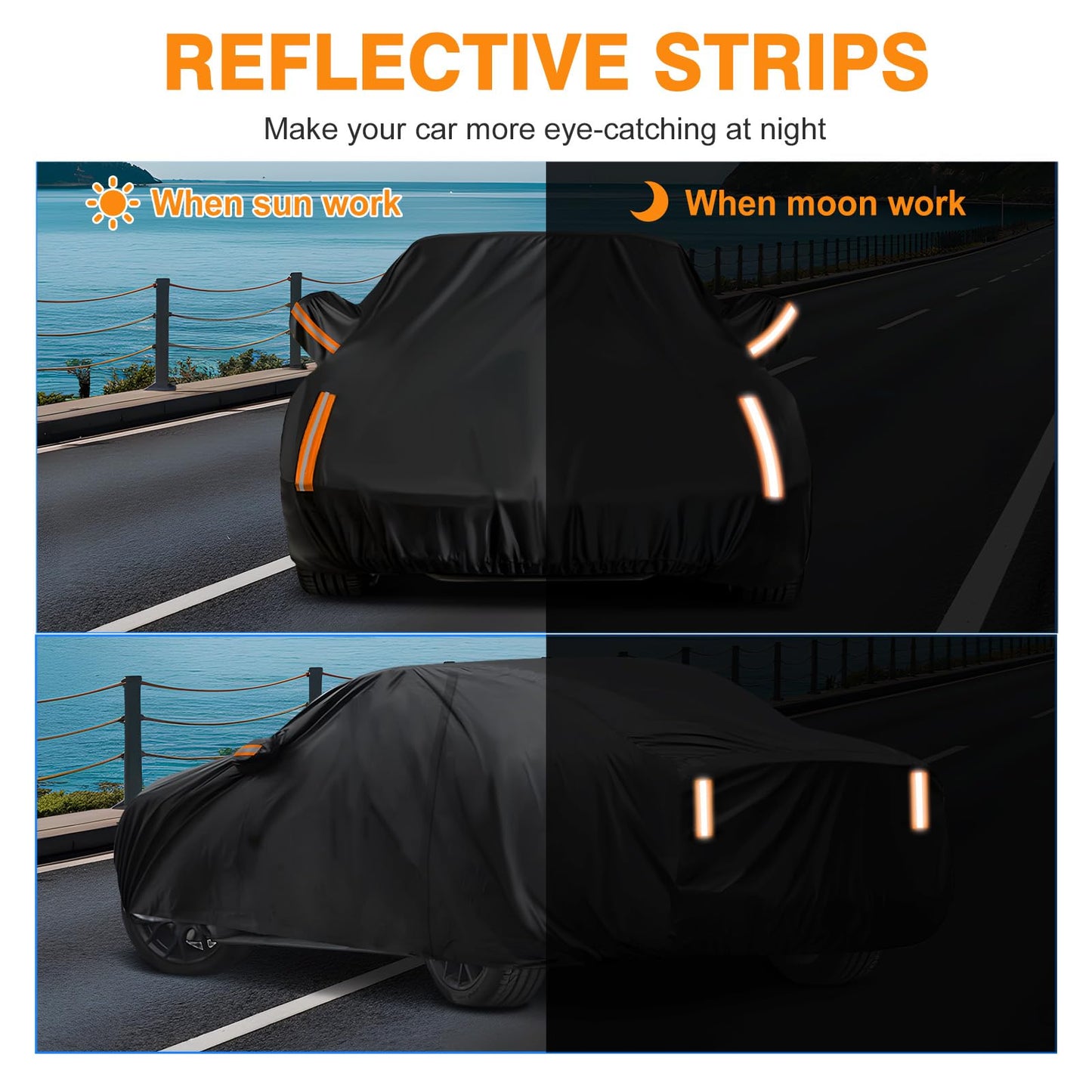 NEVERLAND Sedan Car Cover Waterproof Heavy Duty All Weather Protection Snow Anti-UV Windproof Outdoor Full Car Cover Fit for Automobiles BMW/Mercedes-Benz/Honda（for Car Size:196''L x 72''W x 59''H）