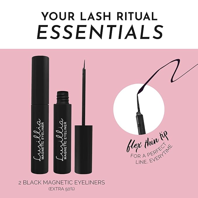 Luxillia Magnetic Eyeliner for Magnetic Eyelashes, Upgraded Strongest Hold, Most Natural Look, Waterproof, Smudge Proof Liquid Liner in Black