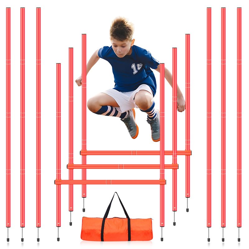 Soccer Agility Training Slalom Poles Adjustable Orange Agility Poles for Outdoor Agility Training Poles Equipment Applicable to Speed Physical Fitness Training Fitness Soccer & Basketball Training