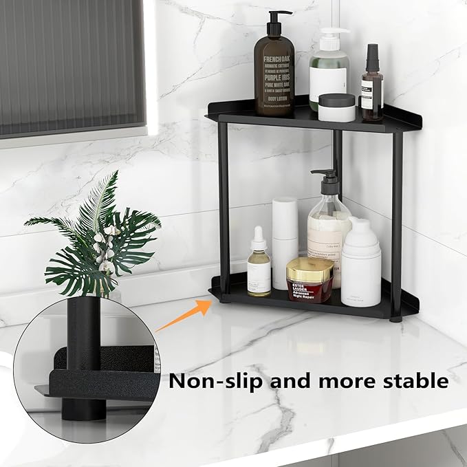 FLE Corner Bathroom Counter Organizer, Bathroom Organizer Countertop,Countertop Storage Shelf for Bath
