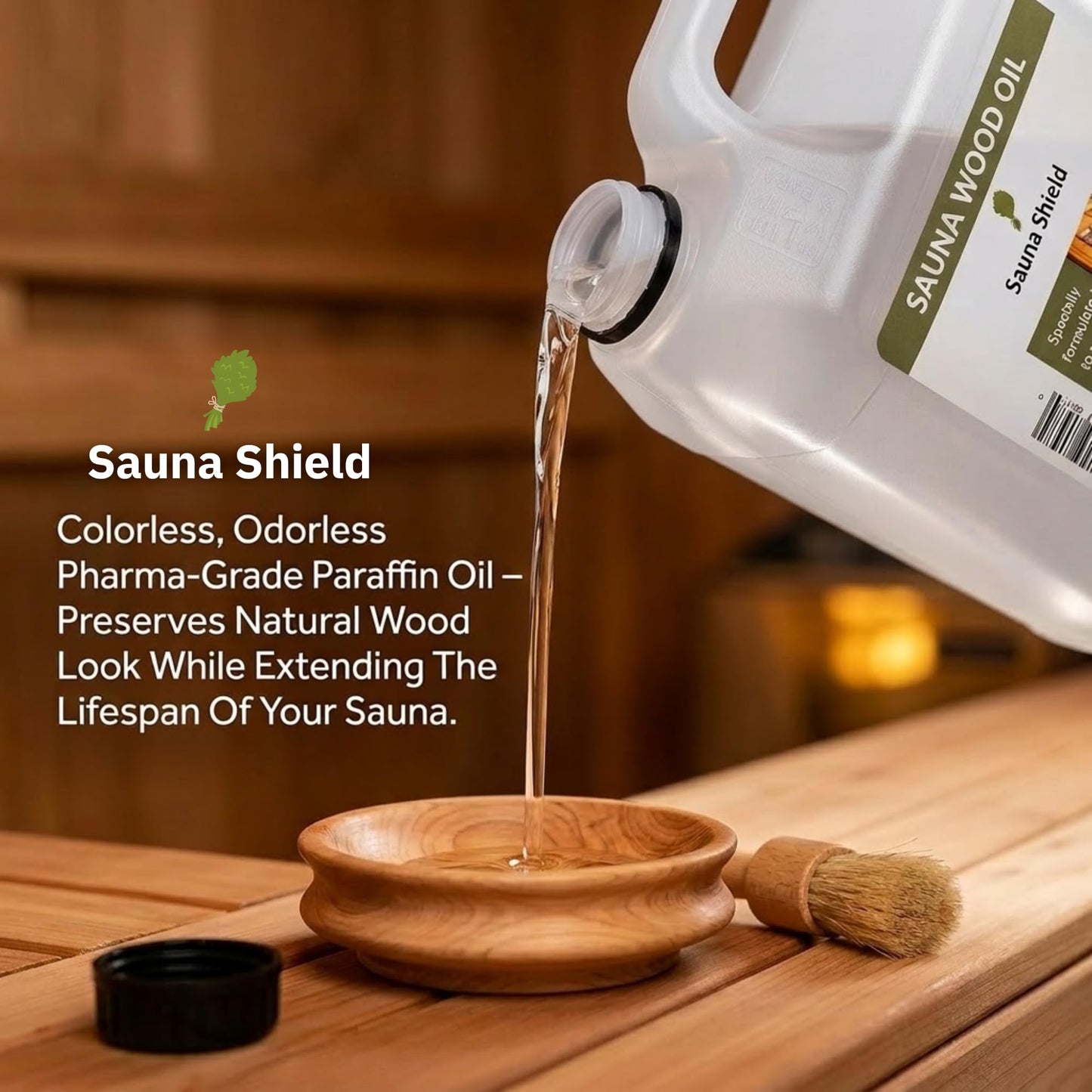 Sauna Shield Sauna Wood Oil - 1.32 Gallons - 100% Pharma-Grade Paraffin Oil | Protects & Nourishes Sauna Wood | Solvent-Free, Unscented, Covers 600+ Sq Ft | for Traditional & Infrared Saunas
