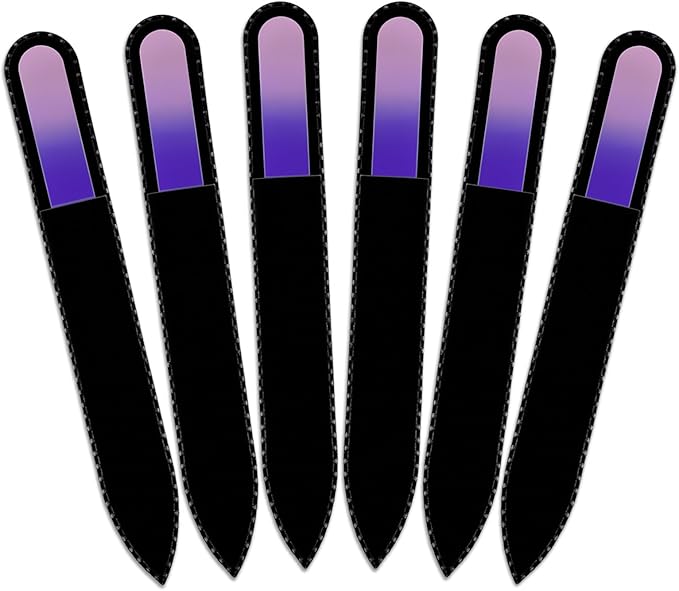 Mont Bleu Rainbow Crystal Nail File in Black Pouch - Czech Tempered Glass - Handmade in Bohemia (Czech Republic)