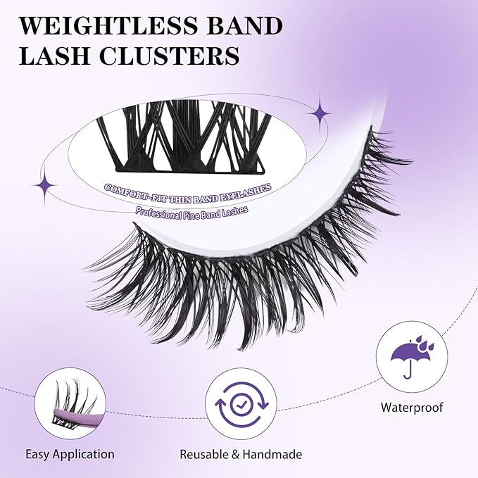 B&Q Wispy Lash Clusters Full B28,Eyelash Clusters 156PCS Comfortable band Cluster Eyelash Extensions,8-18mm Volume Individual Lashes Lightweight D Curl Lash Clusters Soft Eyelashes Natural Look(B28)