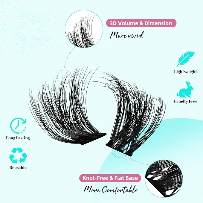 Lash Clusters 3D Effect Cluster Eyelash Extensions 144pcs D Curl Eyelash Clusters False Eyelashes Soft Comfortable Individual Lashes DIY Lash Extensions with Thin Band (Shadows, D-10-18mm)