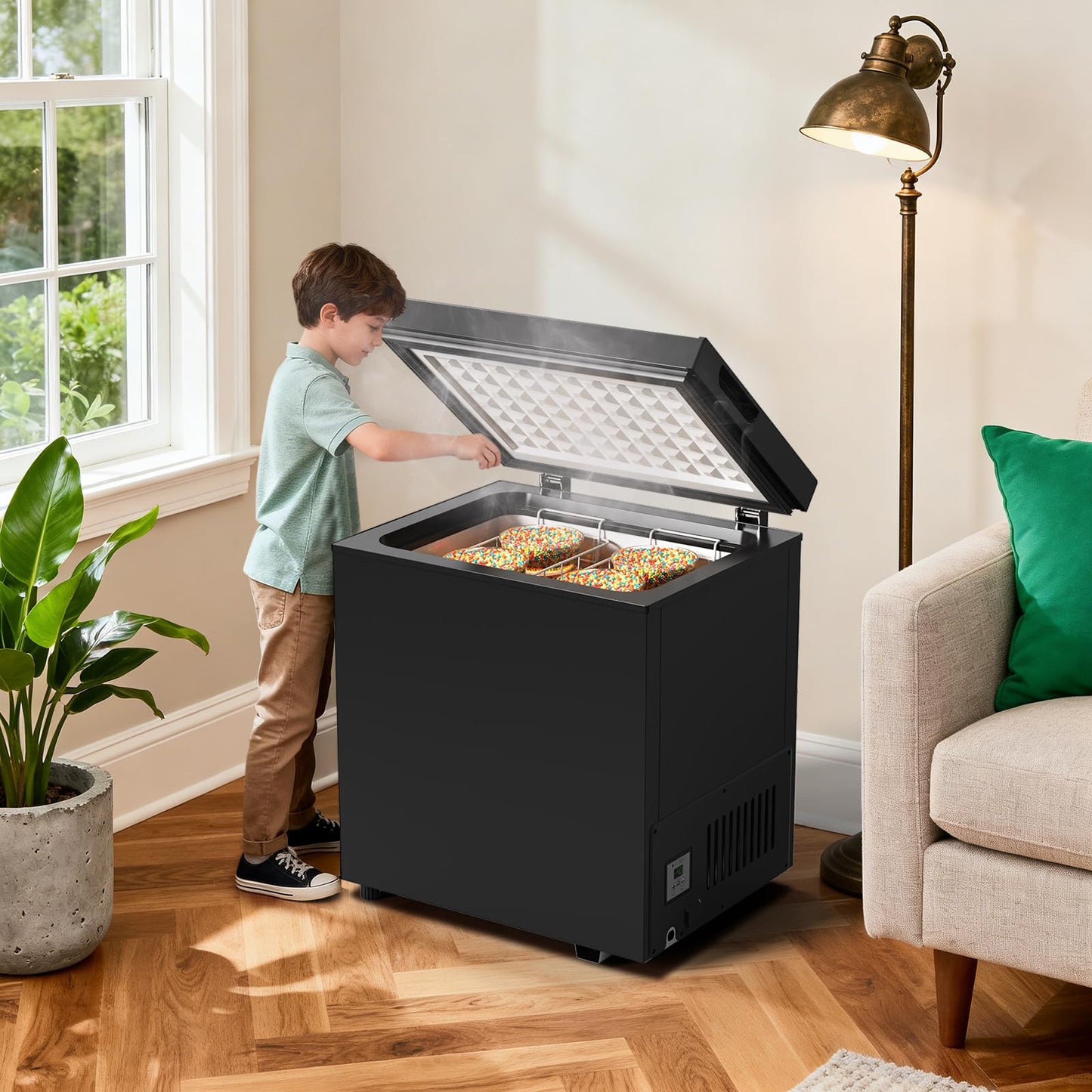 Northair Chest Freezer Low temperature quick freeze 14℉ to -40℉ Compact Freezer - 2 Removable Baskets (Black, 1.8 Cubic Feet)