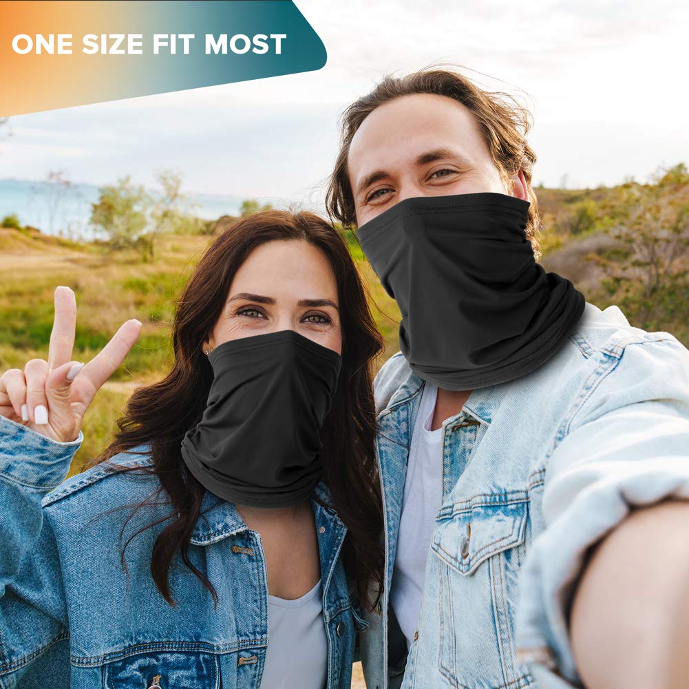 VULKIT 2 Pack Neck Gaiter Face Mask Scarf Reusable Bandanas Tube UV Protection Headwear Balaclava Outdoor Sport for Men and Women Blue