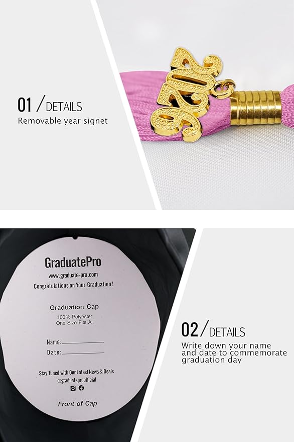 GraduatePro Matte Graduation Cap with 2026 Tassel for Adults High School and Bachelor Master 12 Colors