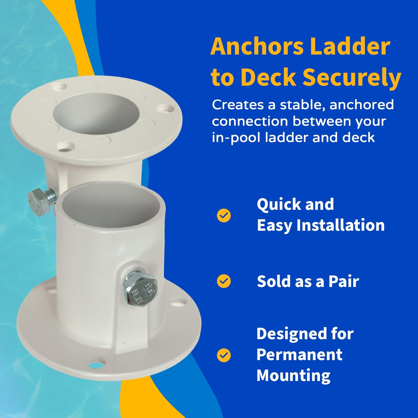 Blue Wave NE1228PR Aluminum Deck Flanges for Above Ground Pool Ladder - Pair