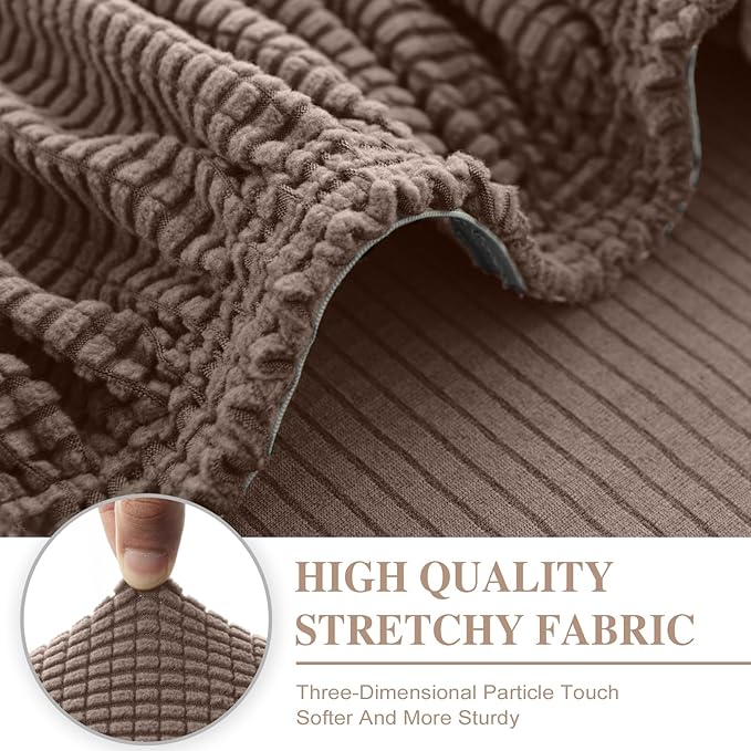 Couch Cushion Covers for Sectional Sofa L Shape Washable Separate Seat Chaise Couch Cover Stretch Sofa Slipcovers with 2 Pcs Pillowcases(3 Seater + 1 Chaise, Khaki)