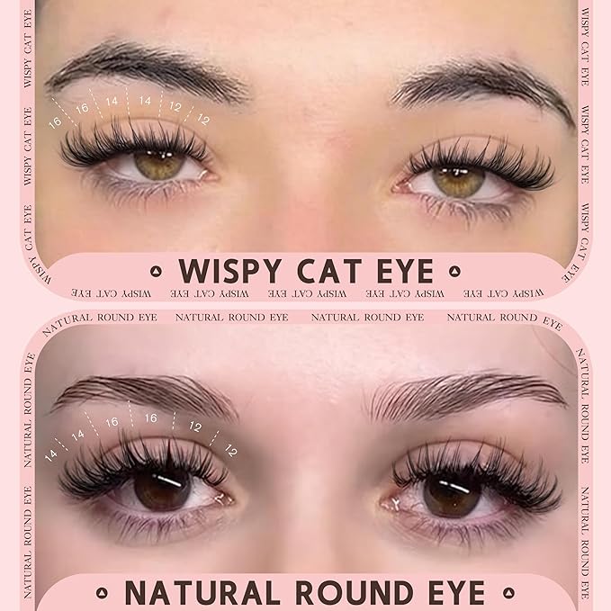 Goddvenus Wispy Natural Lash Clusters CC Curl DIY Cluster Eyelash Extensions for Clean Makeup, Individual False Eyelashes Cat Eye Lash Clusters