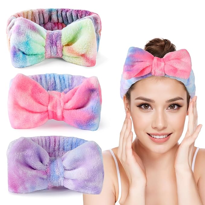 LADES Soft Skincare Headband – Adjustable, Comfortable & Stretchy Fabric, Cute Patterns for Makeup, Facial – Non-Slip, Headband for Hair Control