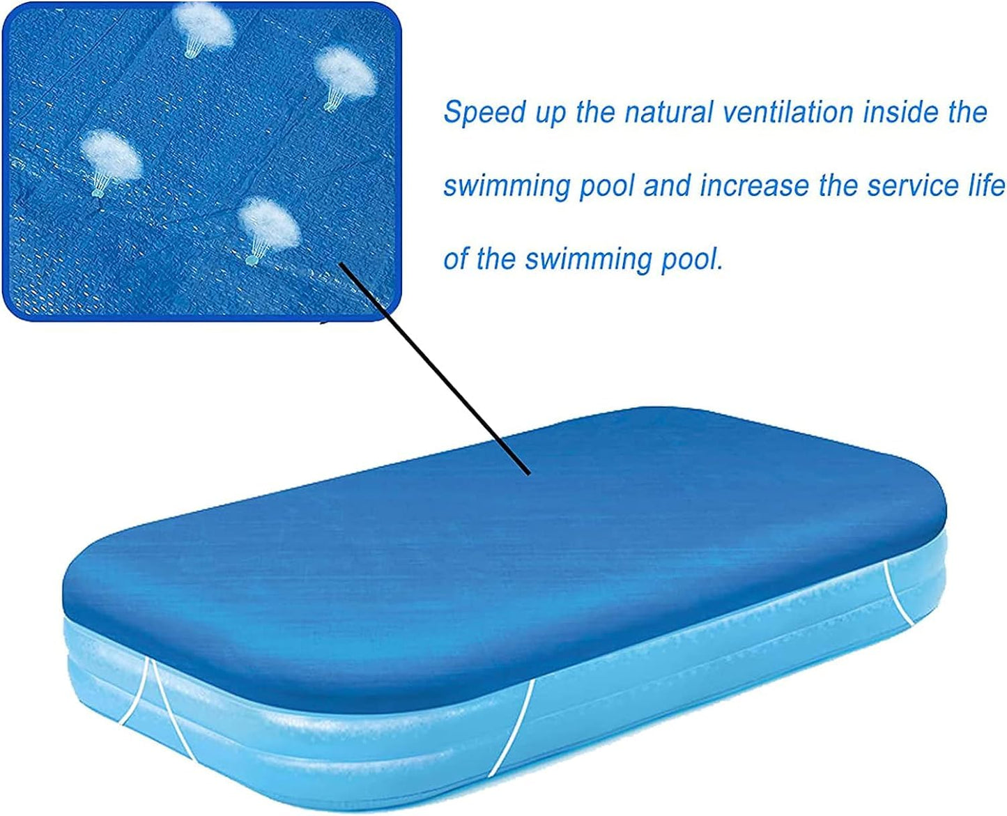 Rectangular Pool Cover, Fits 120 in x 72 in Inflatable Swimming Pool, Above Ground Pool Covers, Inflatable Pool Cover for Outdoor Paddling Family Pools (Swimming Pool Cover)