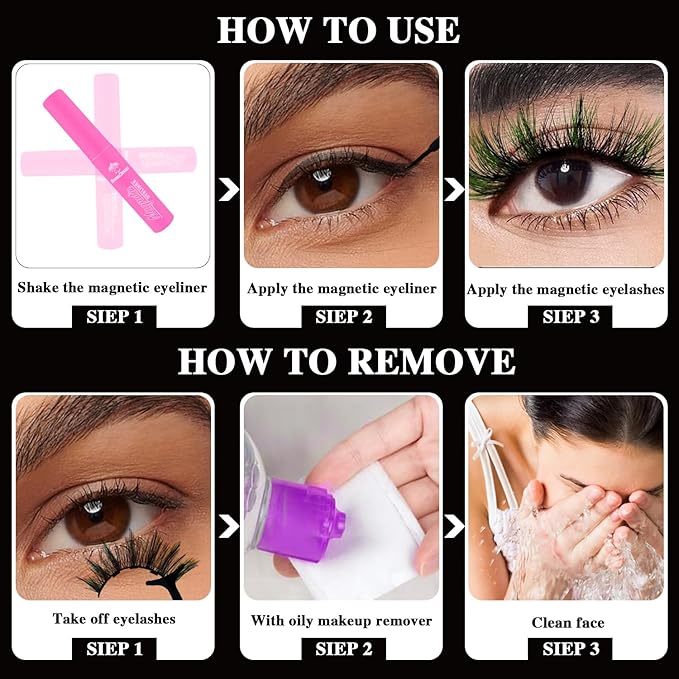 Magnetic Eyelashes Colored Eyelashes for Halloween Party Cosplay Makeup Kit,10 Pairs Color Magnetic Cat Eye Lashes with Eyeliner, Full Volume Brown Look 18-23MM Fake Eyelash Cruelty-Free & Vegan