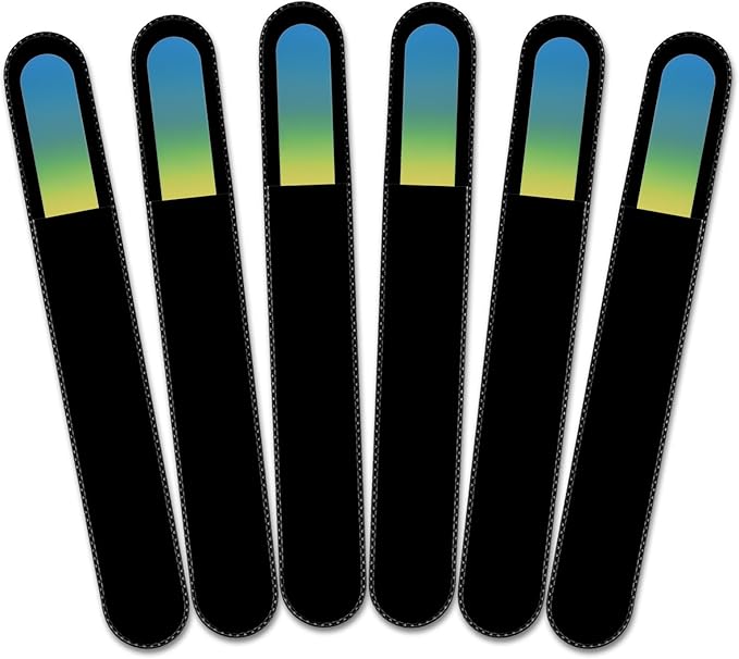 Mont Bleu Rainbow Crystal Nail File in Black Pouch - Large/Professional Size - Czech Tempered Glass - Handmade in Bohemia (Czech Republic)