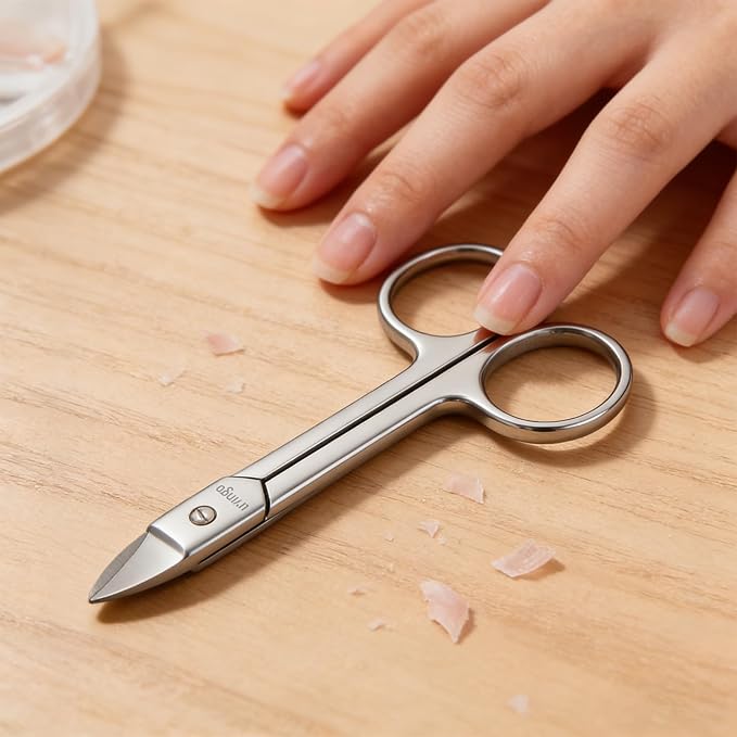 LIVINGO Professional Sharp Small Toenail Scissors - 4.13 Inch Compact Size Stainless Steel Nail Manicure Pedicure Scissors Long Handles for Men & Women Thick and Hard Fingernails
