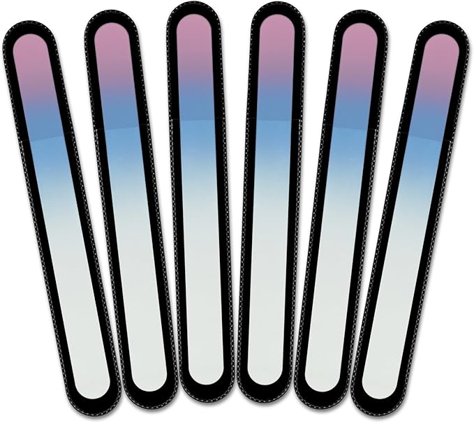 Mont Bleu Rainbow Crystal Nail File in Black Pouch - Large/Professional Size - Czech Tempered Glass - Handmade in Bohemia (Czech Republic)