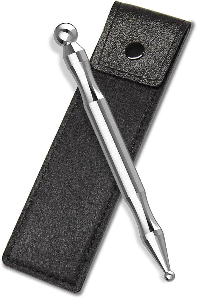 Stainless Steel Acupuncture Pen for TMJ Relief, Jaw Massager Pen for Jaw Clenching, Acupressure Facial Tool for Face Reflexology and Full-Body Pressure Point Massage