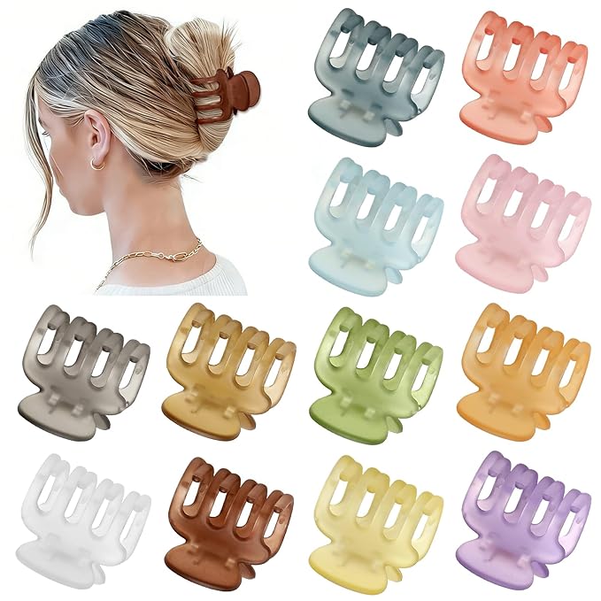12Pcs Hair Clips for Women 1.8 Inch Small Claw Clips for Thin Hair Medium Hair Claw Clips for Thick Hair Accessories for Women Girls (Ice Cream)