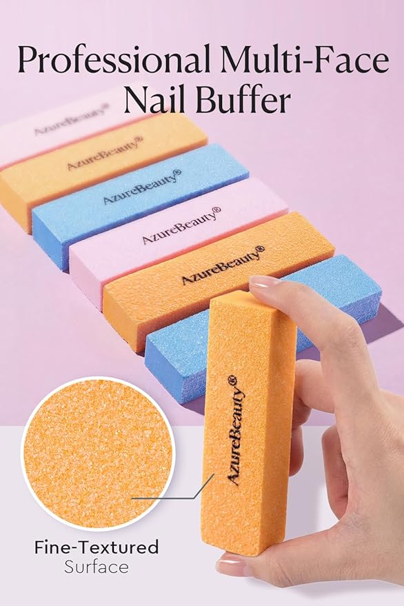 AZUREBEAUTY Nail Files and Buffers, Professional Nail Supplies, Nail Files for Natural Nails, Rectangular Nail Buffer Block for Polishing Filing, and Nail Care, 100/180 Grit 12 pcs Manicure Tools Kit