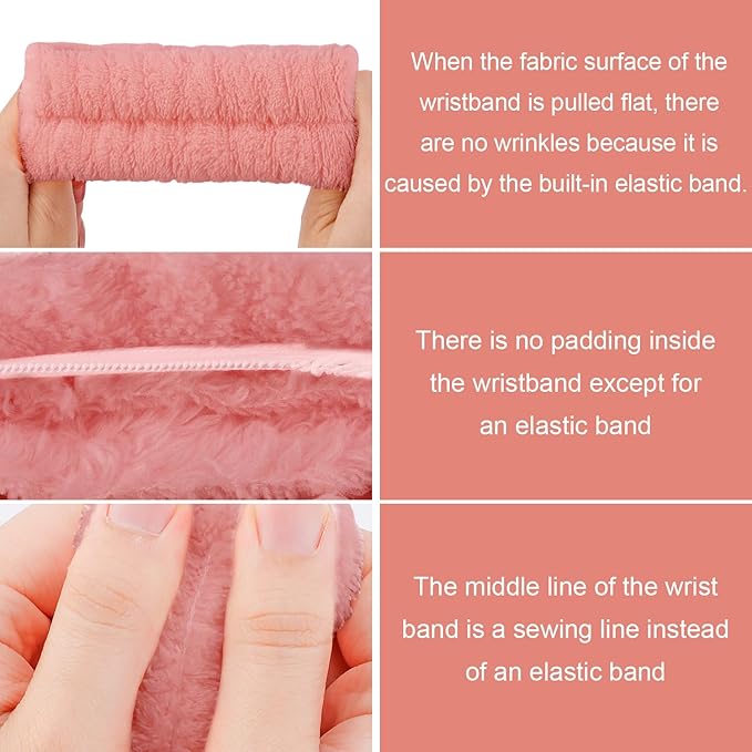 SuPoo 3pcs Snail Face Wash Headband, Wristband and Hair Wrap Set - Funny Pink Puffy Makeup Headbands, Cute Spa Towels and Hair Accessory