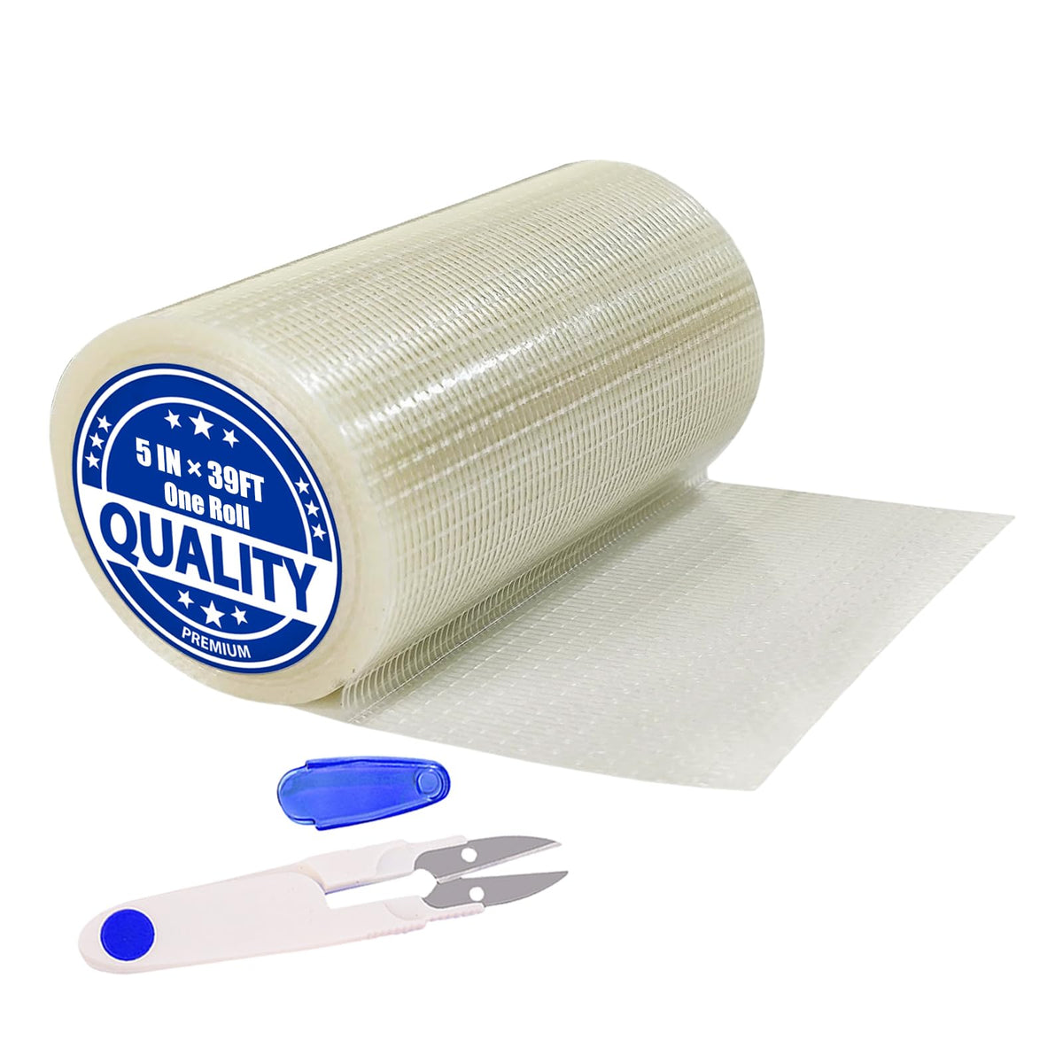 Daiphelim 5 in x 39FT RV Awning Repair Tape Kit – Heavy Duty Waterproof Tear Repair Patch for Tarp, Canvas, Tent, Fabric, Canopy, Boat Covers, Sail – Clear Reinforced Fiberglass Repair Tape