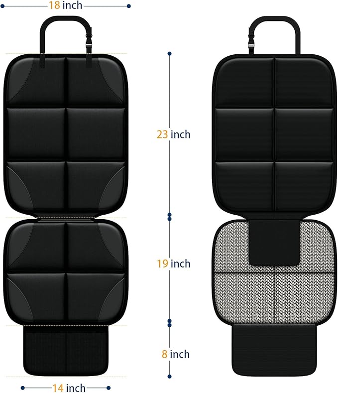 Car Seat Protector MHO+All 2 Pack Auto for Child Baby Car Seats - Large CarSeat Sit Savers Mat with Waterproof 600D Fabric & 2 Storage Pockets, Crash Test Approved