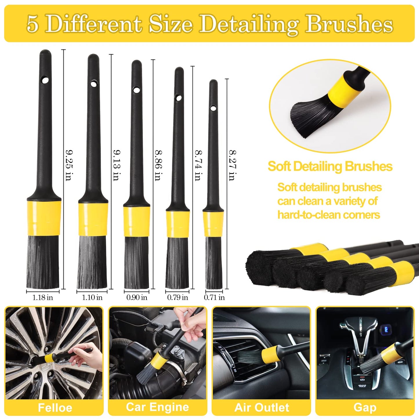 TTRCB 27Pcs Car Detailing Kit, Car Detailing Brush Set, Auto Detailing Drill Brush Set, Car Detailing Brushes, Car Wash Kit, Car Accessories, Car Cleaning Tools Kit for Interior, Exterior, Wheels