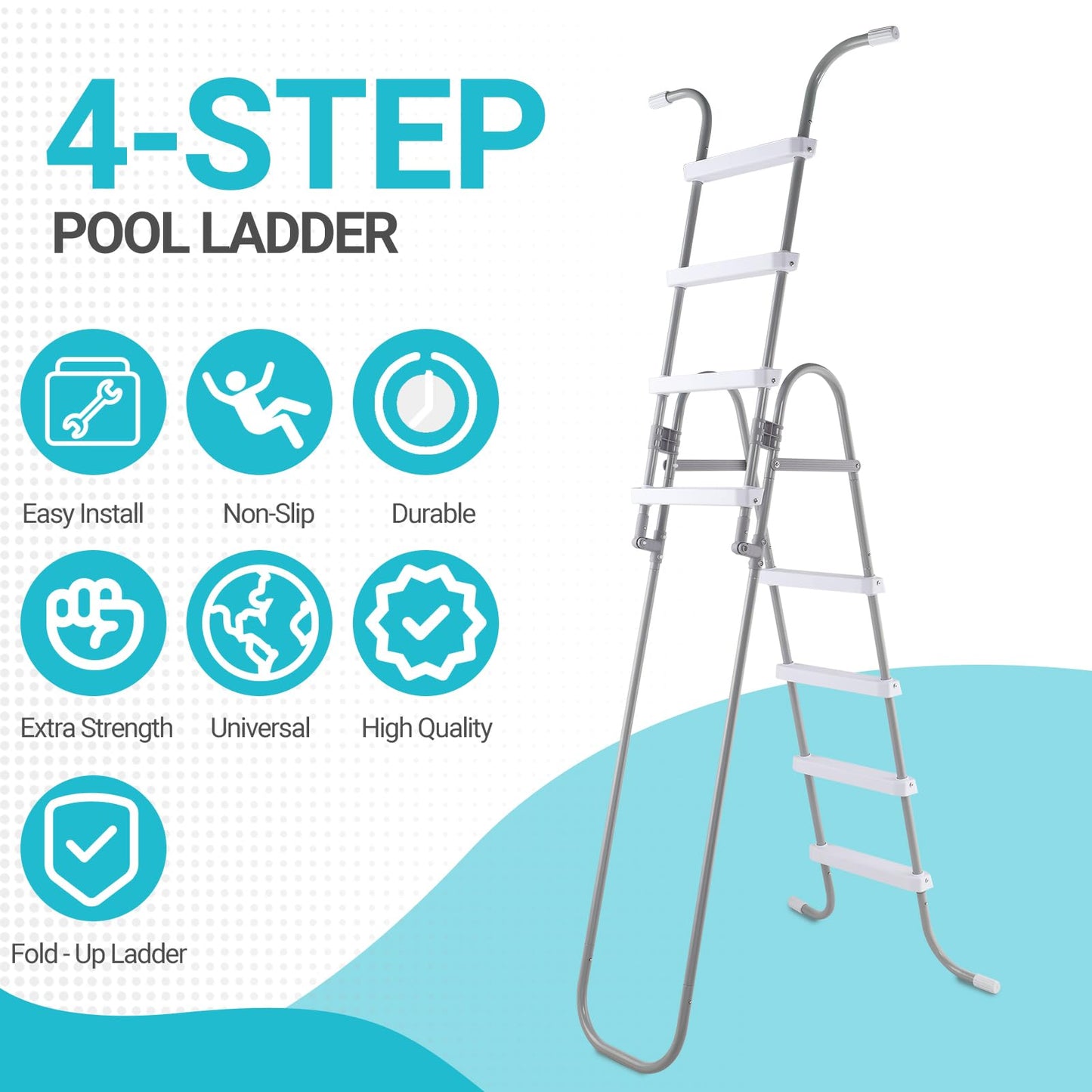 Outvita Heavy Duty Pool Ladder with Removable Steps for 52 Inch Depth Above Ground Pools, 300 Pound Capacity
