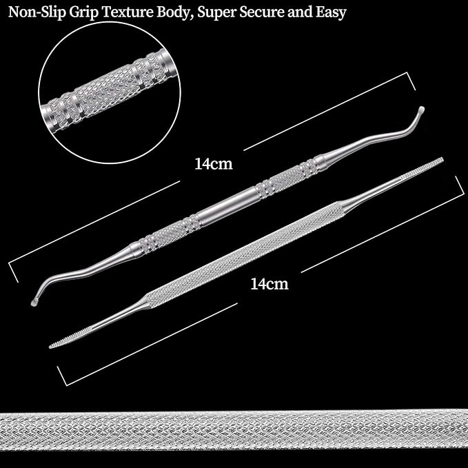 2PCS Ingrown Toenail File and Lifter with Storage Case,YINYIN100% Stainless Steel ingrown toenail Tool,Double Sided Professional Grade Nail Cleaner Tool