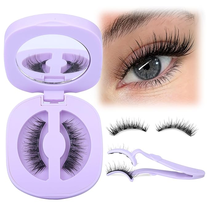 Lanflower Magnetic Eyelashes Natural Look, Reusable Magnetic Eyelashes with Applicator, No Need Glue Magnetic Lashes, Natural Wispy Cat Eye False Eyelashes with Magnets, Waterproof, Easy to Apply