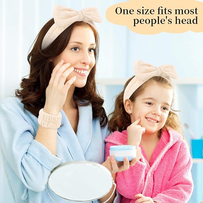WHAVEL 6PCS Spa Headband and Wristband Set with Hair Clips - Get Ready Headbands Wrist Bands for Washing Face Skincare Headband Makeup Hair Band Trendy Stuff Hair Accessories for Women