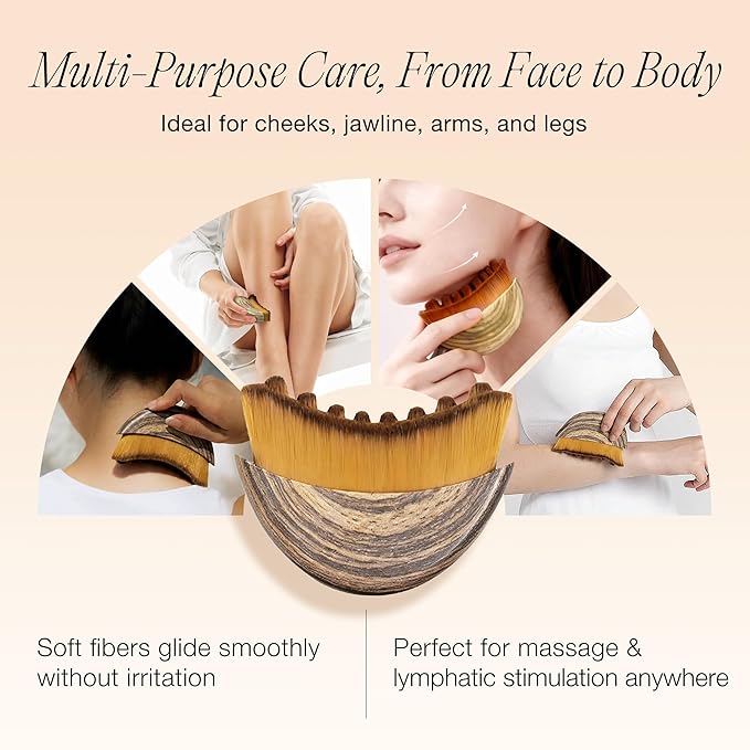 Lymphatic Contour Face Brush for Lymphatic Drainage,Dry Lymphatic Drainage Massager,Ergonomically Designed to Fit The Skin Precisely