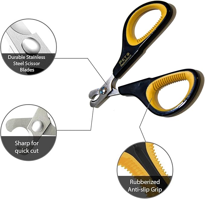 Cat Nail Clippers by Pet Republique Ã¢ÂÂ Professional Stainless-Steel Nail Clipper for Cats, Kittens, Hamster, Rabbits, Birds, & Small Breed Animals Claw Trimmer (Black+Yellow)