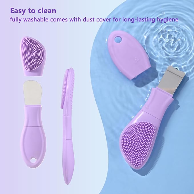 Silicone Face Scrubber Black Head Remover for Face- Appliances for Removing Make-up for Deep Cleansing Blackhead Remover Tools Face Spatula Makeup Removal Washing Brushes Pore Cleaner (Purple)