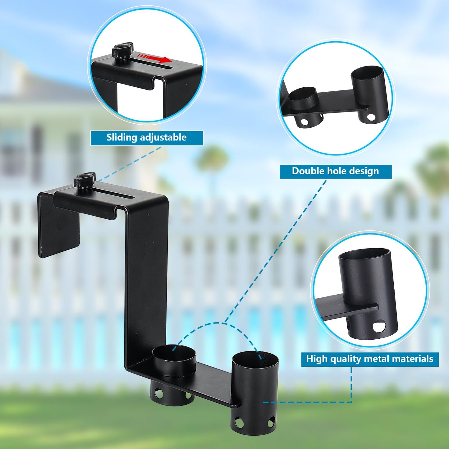 Lettry 2 Pcs Pool Fence Hooks, Pool Tool Organizer, for Hanging Pool Cleaning Accessories, Pool Pole, Brush, Leaf Skimmer Net, Vacuum Head