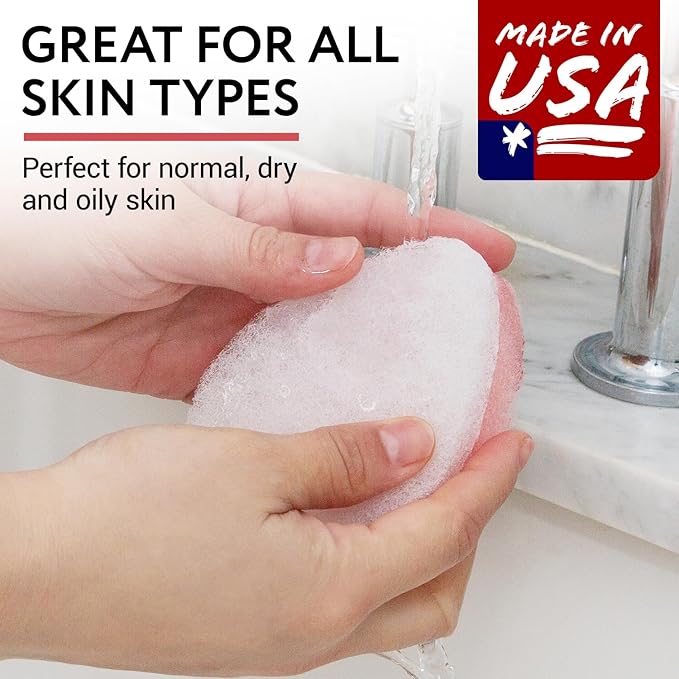 IMPRESA Dual-Sided Facial Scrub Pads - Exfoliating Face Sponges - Made in USA Face Exfoliation Sponge - Deep Cleansing & Makeup Removal Scrub Pads - Pack of 10