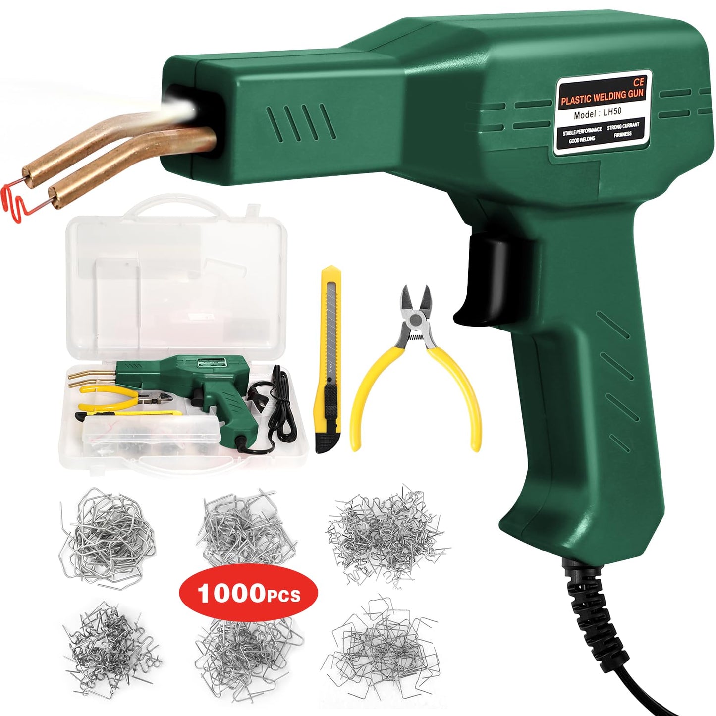 ATOLS Upgraded Plastic Welder, 1000PCS Staples, Pure Copper Transformer, Rapid Heating, Plastic Welding Kit, Hot Stapler Kit, Plastic Welder Gun Kit, Car Bumper Repair Kit, Plastic Repair Kit