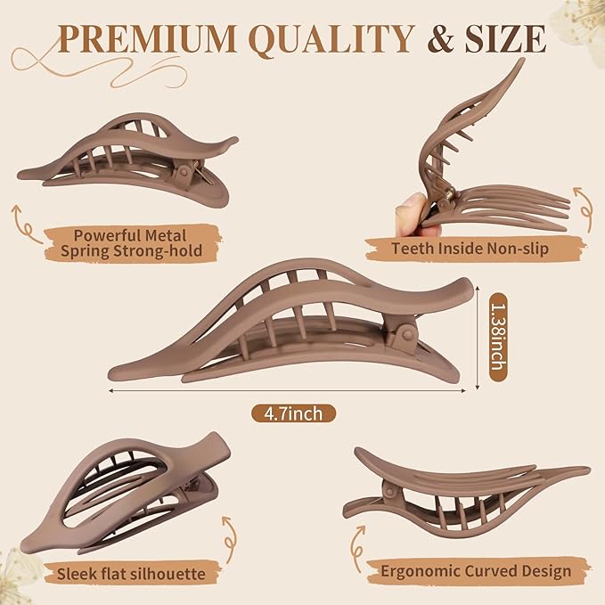 10 Pcs Flat Hair Clips for Women French Concord Claw Clips for Thick and Thin Hair Claw Clips Duck Billed Barrettes Hair Accessories for Women and Girls (Hot)
