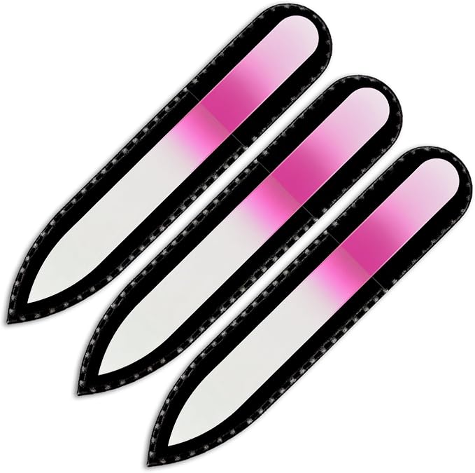 Mont Bleu Rainbow Crystal Nail File in Black Pouch - Small - Purse Size - Czech Tempered Glass - Handmade in Czech Republic - Manicure Fingernail File