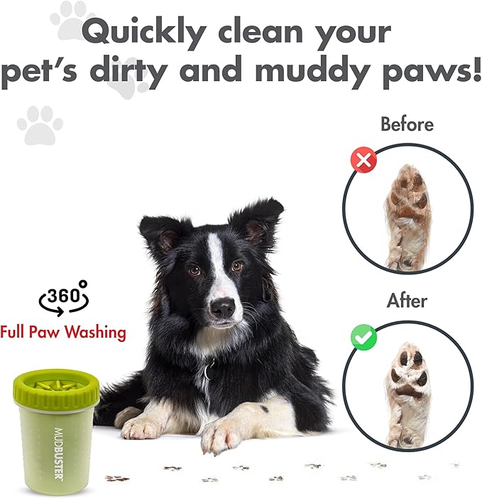 Dexas Green Small Dog Paw Cleaner for Dogs - Premium Quality Pet Supplies and Dog Accessories - Cleans Mud and Dirt - Easy to Use and Clean - Patented Product - BPA Free