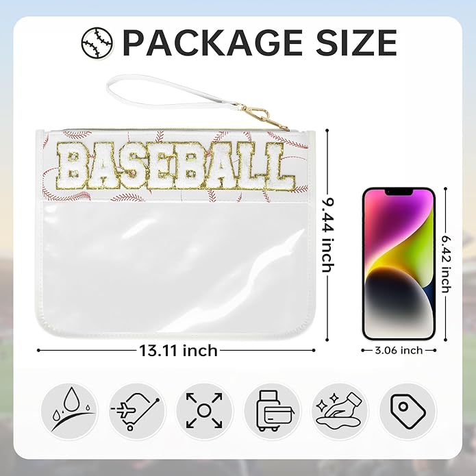 Baseball Gift Bags Baseballs Treat Bags Team Gifts Clear Chenille Letter Zipper Pouch Accessories Stuff Sport Portable