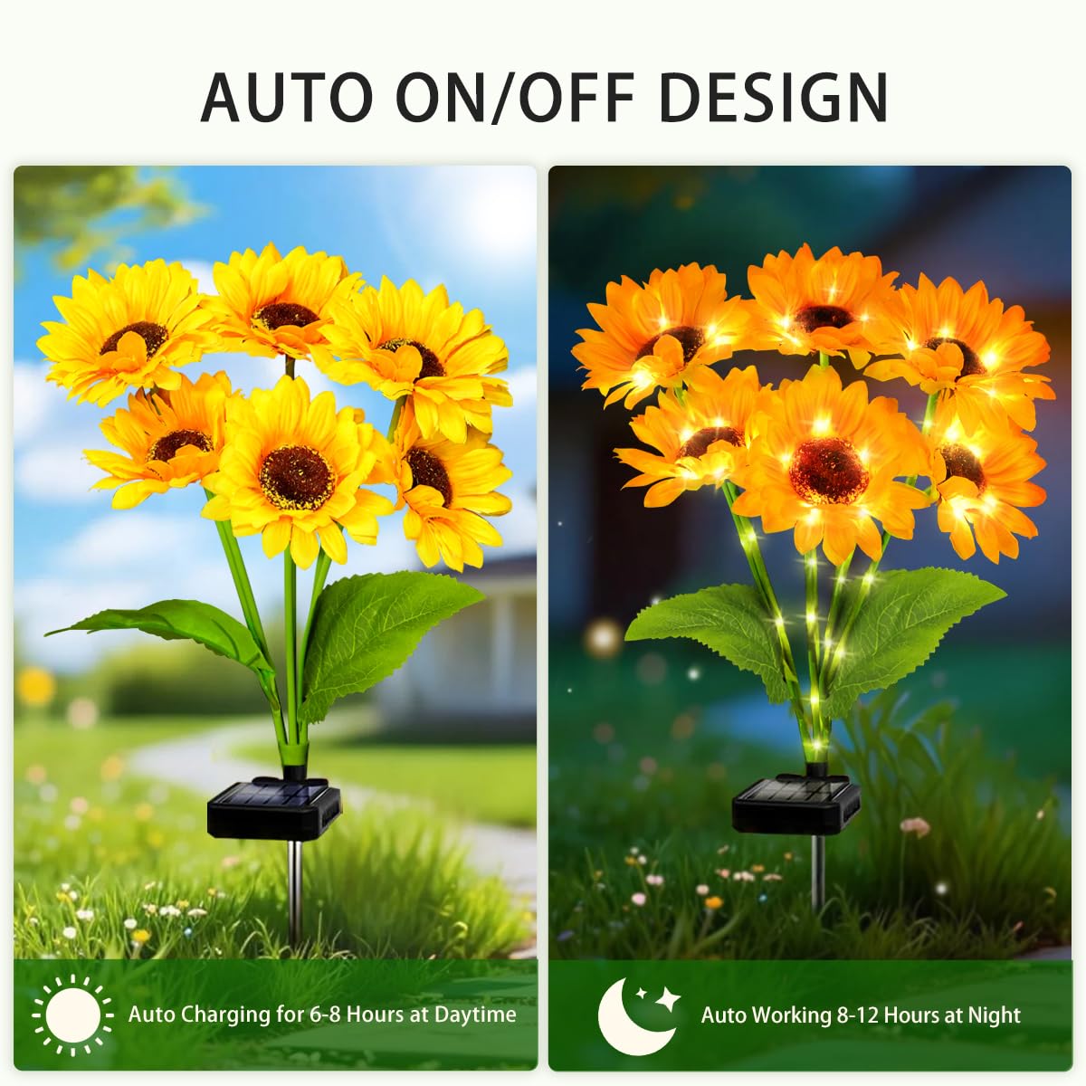 Solar Sunflower Lights 4 Pack with 24 Sunflower Solar Lights Outdoor Garden Decor Birthday Gift for Mom Women Grandma,Waterproof Solar Flower Garden Stake Lights for Yard Landscape Patio Lawn Pathway